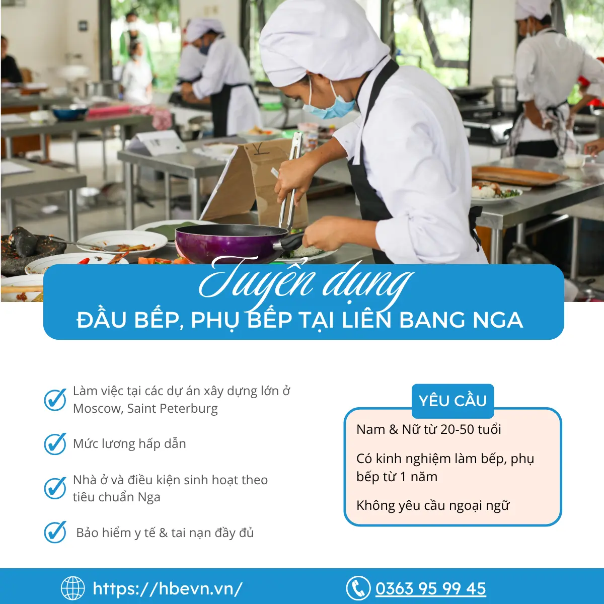 TUYỂN DỤNG ĐẦU BẾP & PHỤ BẾP LÀM VIỆC TẠI CÔNG TRÌNH XÂY DỰNG Ở NGA – VIỆC ỔN ĐỊNH, LƯƠNG CAO, ĂN Ở MIỄN PHÍ