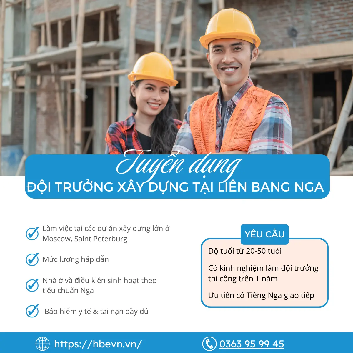 TUYỂN DỤNG VỊ TRÍ QUẢN ĐỐC CÔNG TRƯỜNG LÀM VIỆC TẠI LIÊN BANG NGA – THU NHẬP CAO, ỔN ĐỊNH LÂU DÀI